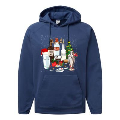 Christmas Cocktail Espresso Martini Ing Party Bartender Gift Performance Fleece Hoodie