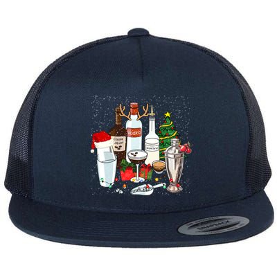 Christmas Cocktail Espresso Martini Ing Party Bartender Gift Flat Bill Trucker Hat