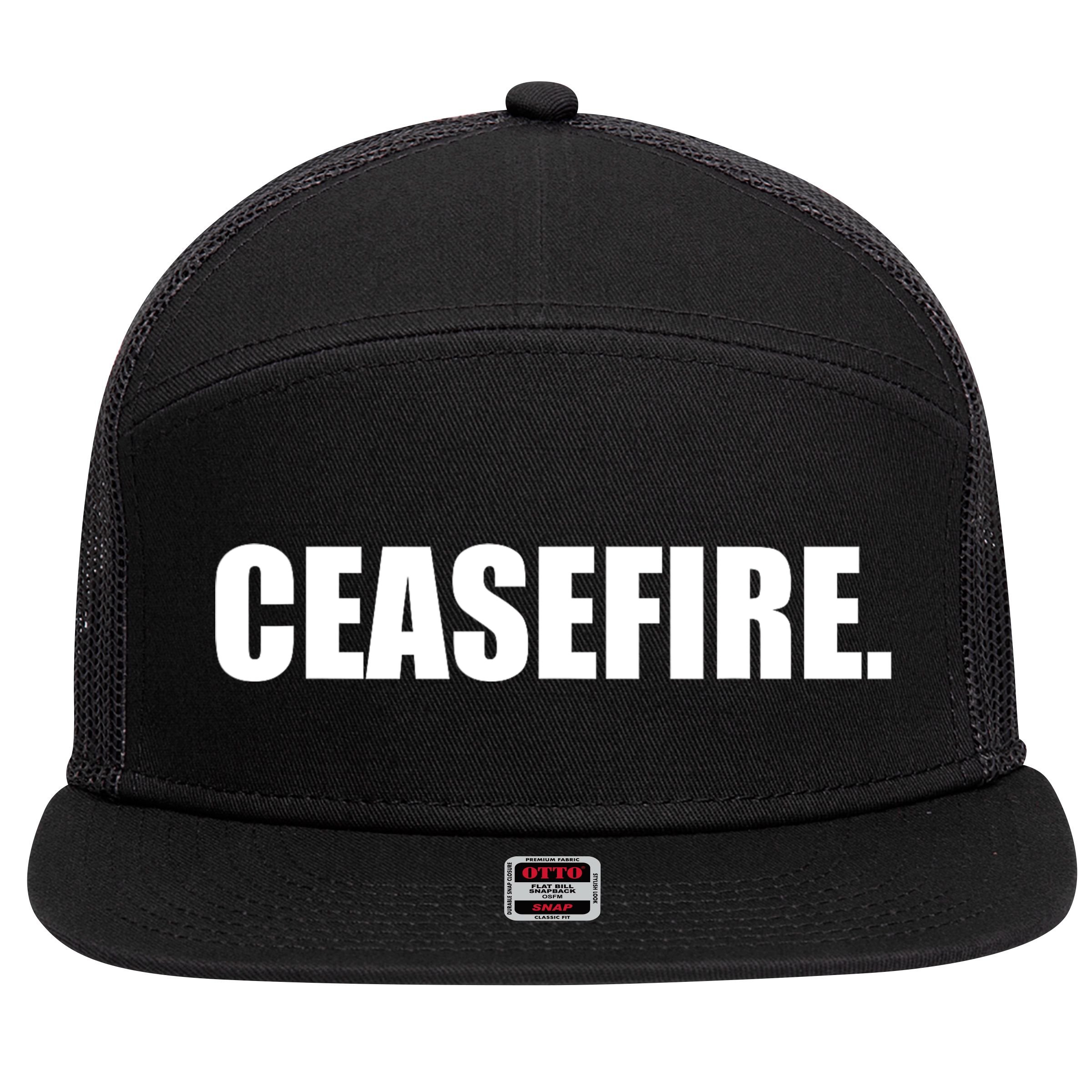 Ceasefire 7 Panel Mesh Trucker Snapback Hat