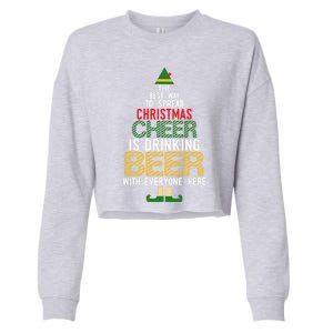 Christmas Cheer Elf Funny Naughty Santa Elf Beer Gift Cropped Pullover Crew