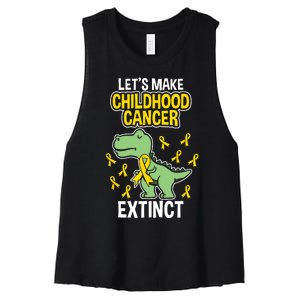 Childhood Cancer Extinct Dinosaur Dino Pediatrician Pedia Women's Racerback Cropped Tank