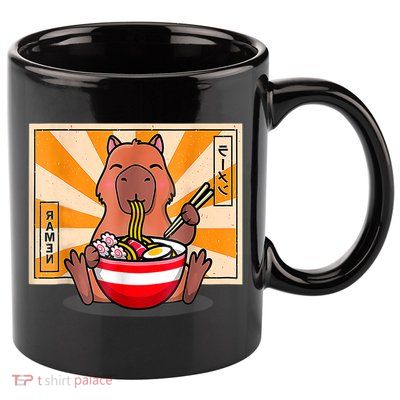 Cute Capybara Eating Ramen Funny Animal Anime Manga 11oz C Handle Ceramic Mug
