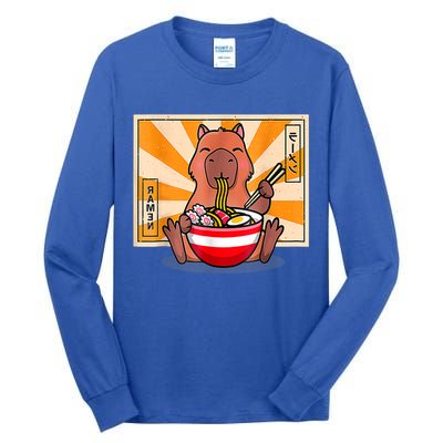 Cute Capybara Eating Ramen Funny Animal Anime Manga Tall Long Sleeve T-Shirt