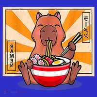Cute Capybara Eating Ramen Funny Animal Anime Manga Premium T-Shirt