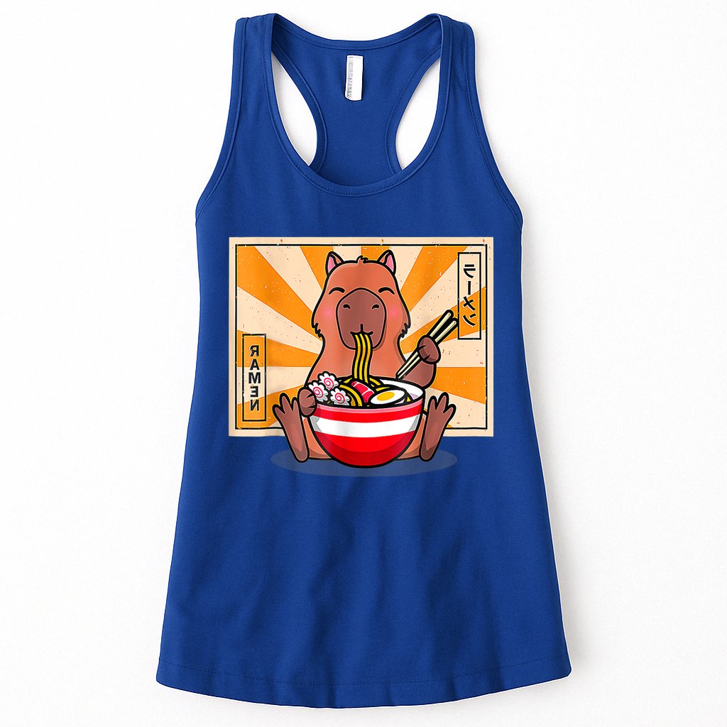 Cute Capybara Eating Ramen Funny Animal Anime Manga Womens Tank Top
