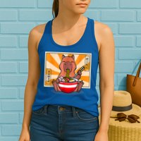 Cute Capybara Eating Ramen Funny Animal Anime Manga Womens Tank Top