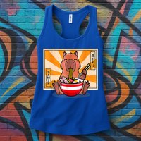 Cute Capybara Eating Ramen Funny Animal Anime Manga Womens Tank Top