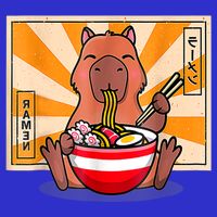 Cute Capybara Eating Ramen Funny Animal Anime Manga Womens Tank Top