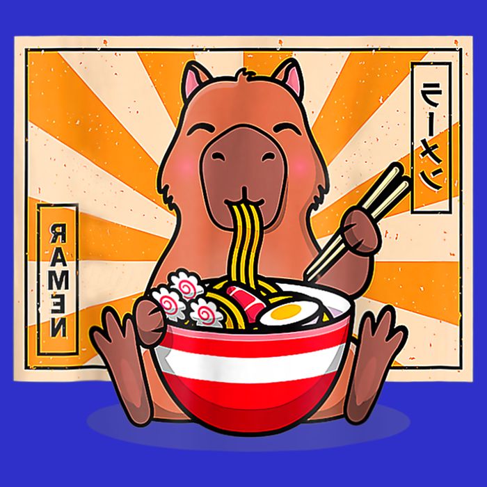 Cute Capybara Eating Ramen Funny Animal Anime Manga Womens Tank Top