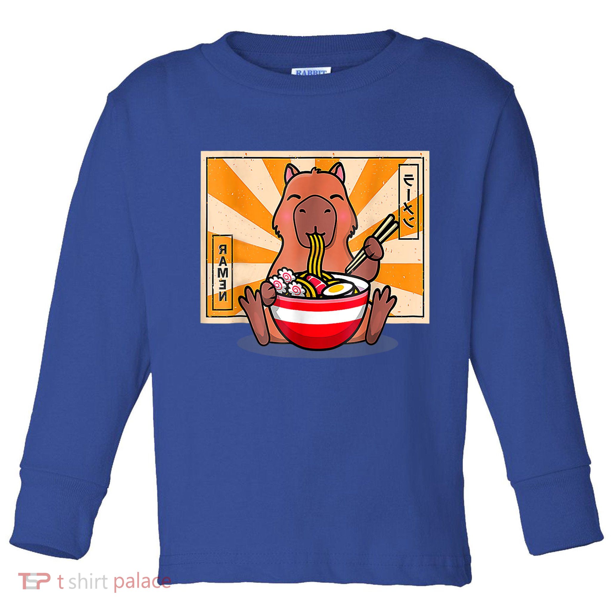 Cute Capybara Eating Ramen Funny Animal Anime Manga Toddler Long Sleeve Shirt