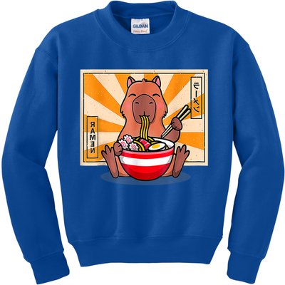 Cute Capybara Eating Ramen Funny Animal Anime Manga Kids Sweatshirt