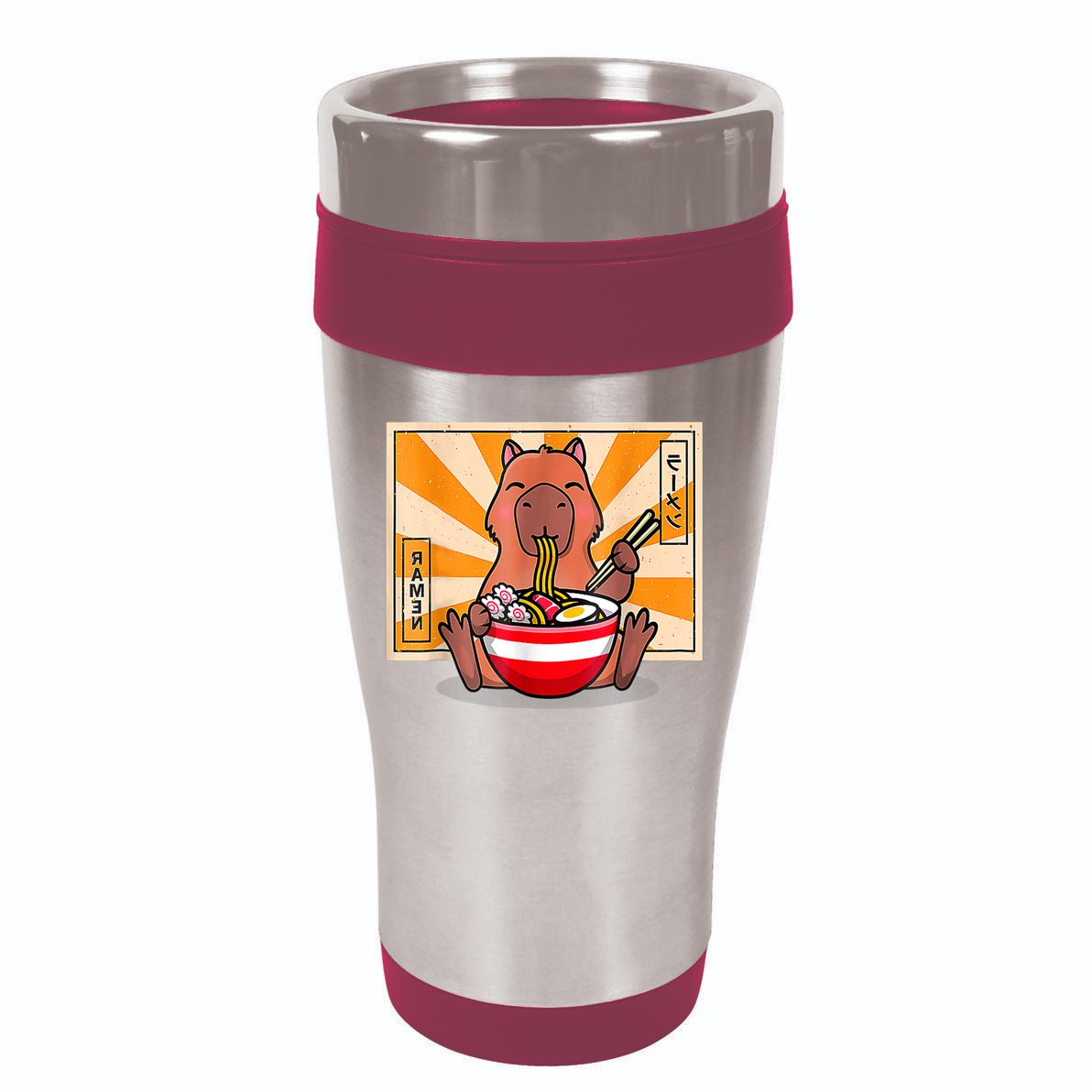 Cute Capybara Eating Ramen Funny Animal Anime Manga 16oz Travel Tumbler