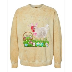 Cute Chicken Easter Day Bunny Eggs Easter Costume Colorblast Crewneck Sweatshirt