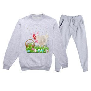 Cute Chicken Easter Day Bunny Eggs Easter Costume Premium Crewneck Sweatsuit Set