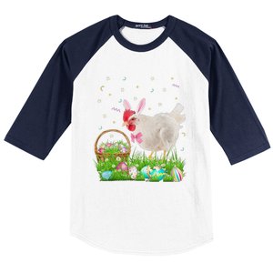 Cute Chicken Easter Day Bunny Eggs Easter Costume Baseball Sleeve Shirt