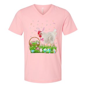 Cute Chicken Easter Day Bunny Eggs Easter Costume V-Neck T-Shirt