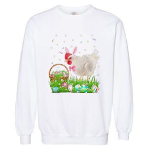 Cute Chicken Easter Day Bunny Eggs Easter Costume Garment-Dyed Sweatshirt