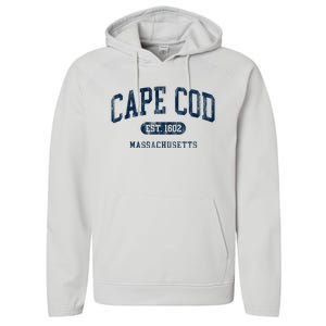 Cape Cod Est 1602 Massachusetts Retro Preppy Throwback Performance Fleece Hoodie