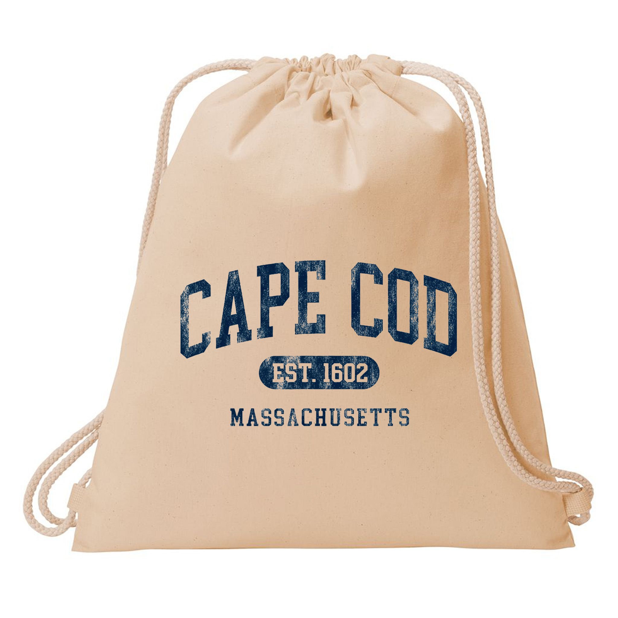 Cape Cod Est 1602 Massachusetts Retro Preppy Throwback Drawstring Bag