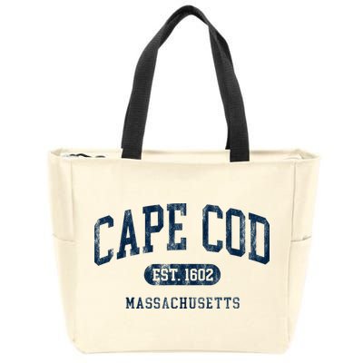 Cape Cod Est 1602 Massachusetts Retro Preppy Throwback Zip Tote Bag