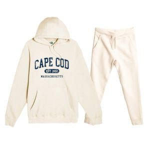 Cape Cod Est 1602 Massachusetts Retro Preppy Throwback Premium Hooded Sweatsuit Set