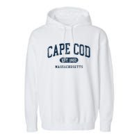 Cape Cod Est 1602 Massachusetts Retro Preppy Throwback Garment-Dyed Fleece Hoodie