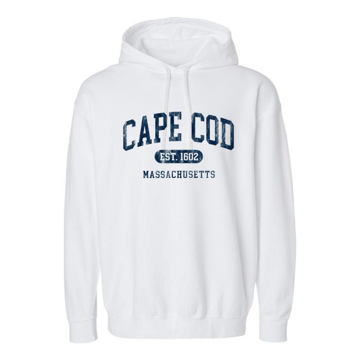 Cape Cod Est 1602 Massachusetts Retro Preppy Throwback Garment-Dyed Fleece Hoodie