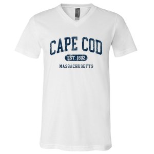 Cape Cod Est 1602 Massachusetts Retro Preppy Throwback V-Neck T-Shirt