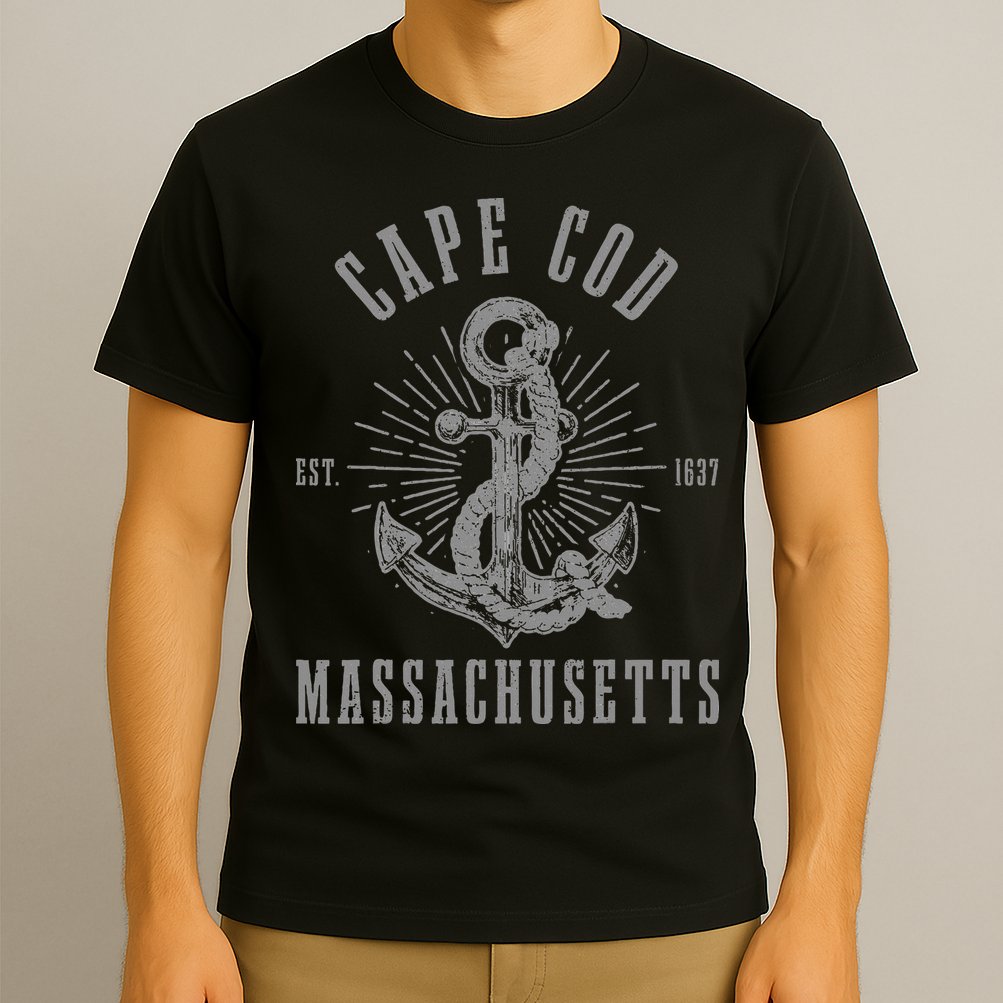 Cape Cod Est 1637 Massachusetts Anchor Vintage Nautical Gift T-Shirt