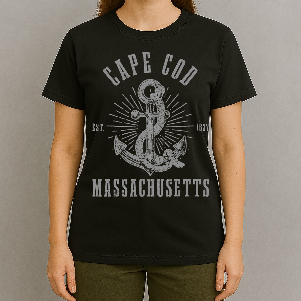 Cape Cod Est 1637 Massachusetts Anchor Vintage Nautical Gift T-Shirt