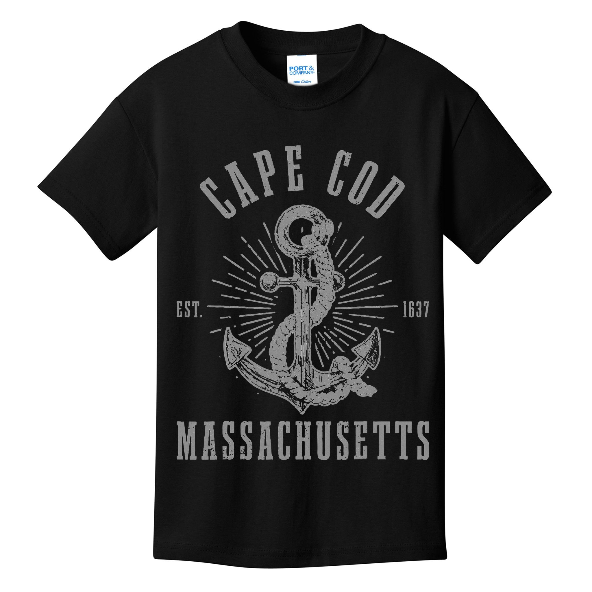 Cape Cod Est 1637 Massachusetts Anchor Vintage Nautical Gift Kids T-Shirt