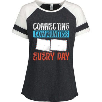 Connecting Communities Every Day Postal Worker Gift Enza Ladies Jersey Colorblock Tee