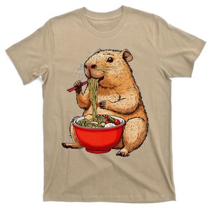 Capybara Capibara Eating Ramen Bowl Japanese Noodles T-Shirt