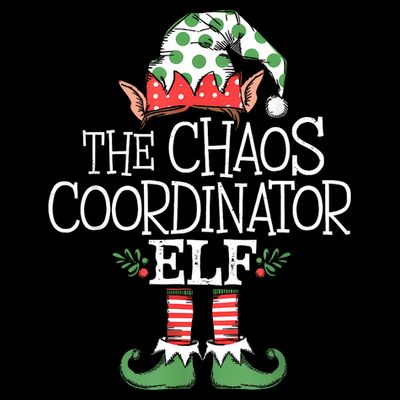 Chaos Coordinator Elf Elves Christmas Party Tree Present T-Shirt