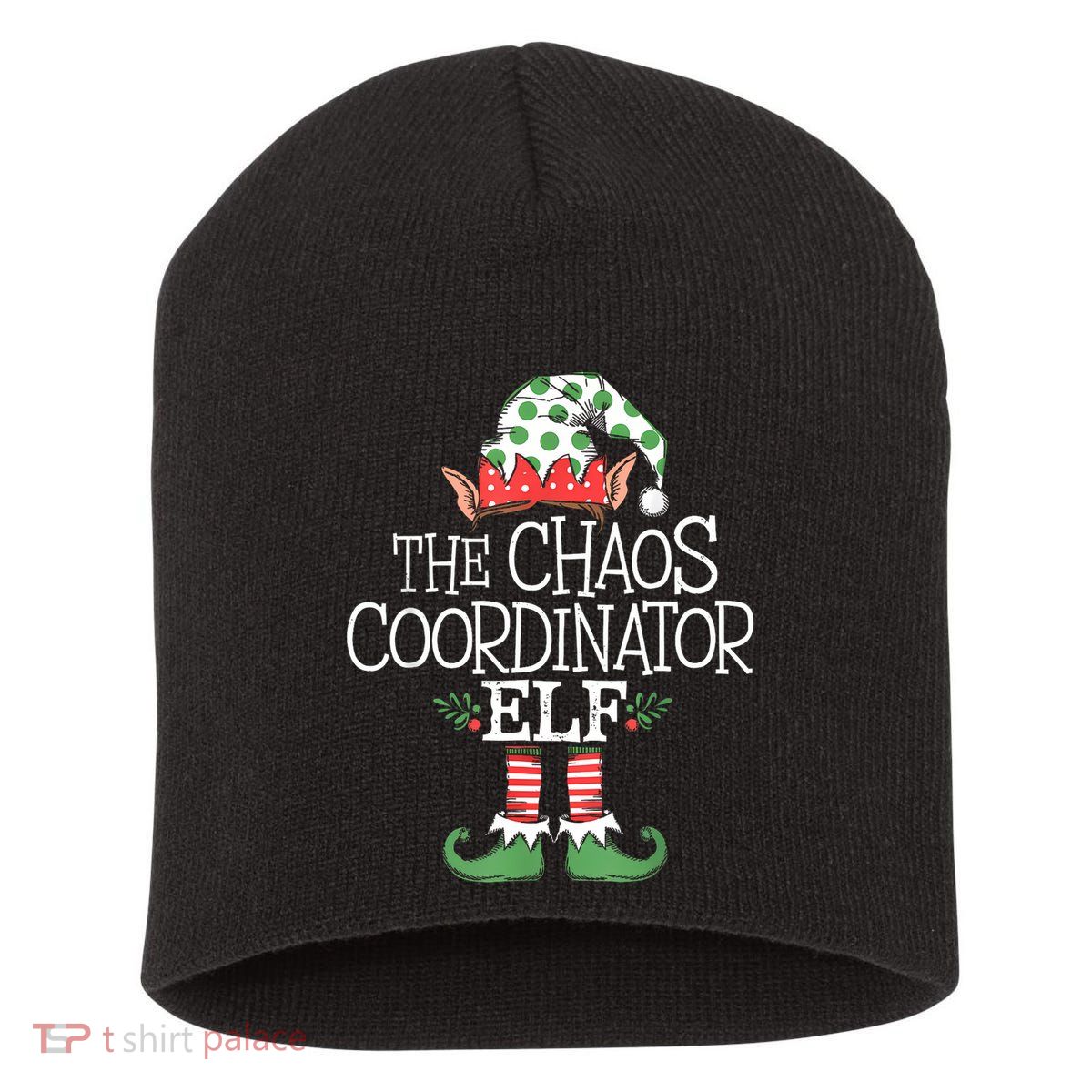 Chaos Coordinator Elf Elves Christmas Party Tree Present Short Acrylic Beanie