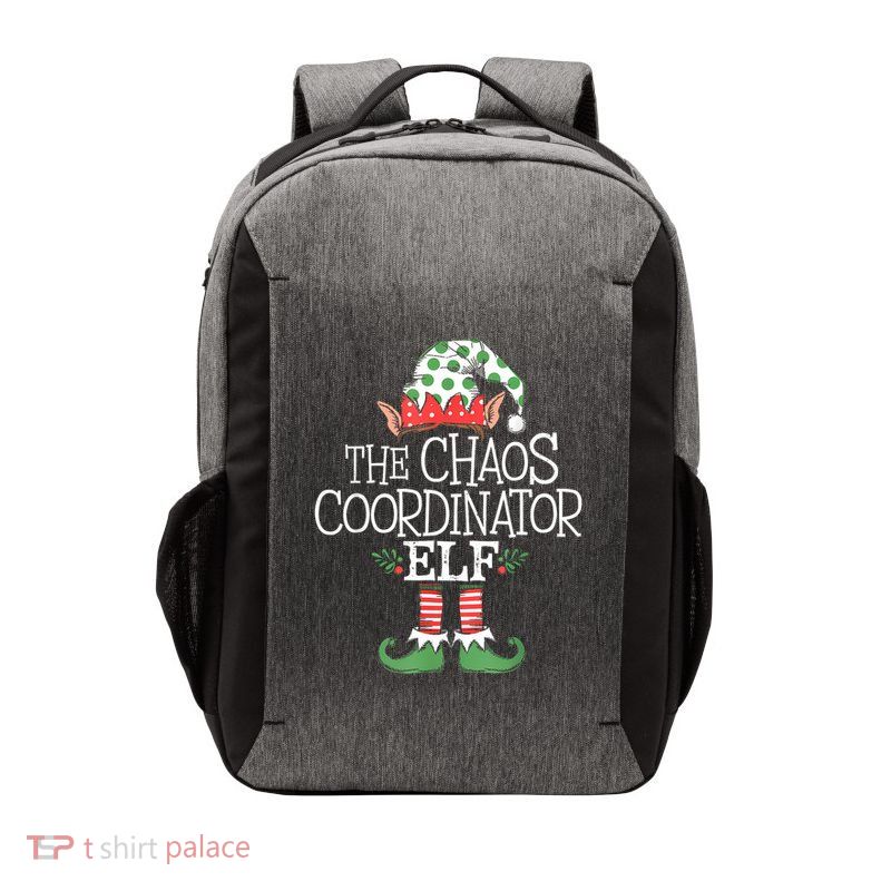 Chaos Coordinator Elf Elves Christmas Party Tree Present Vector Backpack