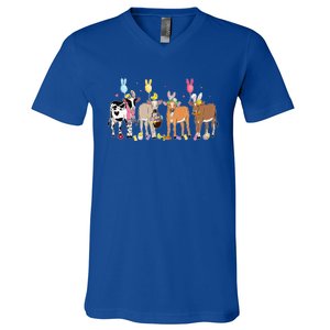 Cute Cow Easter Day Farm Animals V-Neck T-Shirt