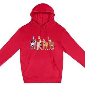 Cute Cow Easter Day Farm Animals Premium Pullover Hoodie