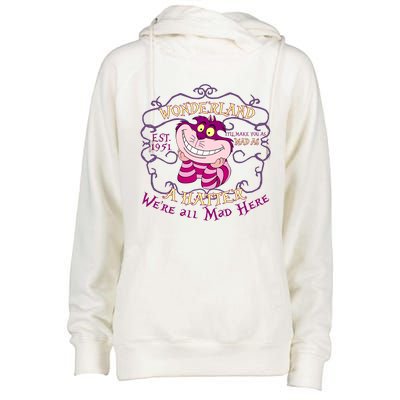 Cheshire Cat Est 1951 Were All Mad Alice In Wonderland Womens Funnel Neck Pullover Hood