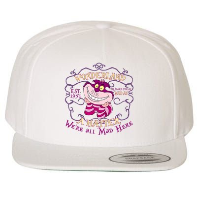 Cheshire Cat Est 1951 Were All Mad Alice In Wonderland Wool Snapback Cap