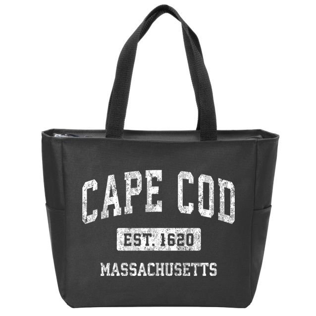 Cape Cod Est 1620 Massachusetts Ma Vintage Sports Established Design Zip Tote Bag