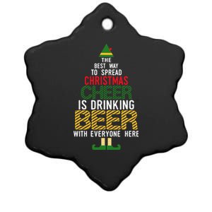 Christmas Cheer Elf Funny Naughty Santa Elf Beer Sweater Gift Ceramic Star Ornament