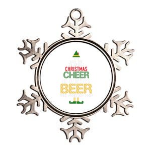 Christmas Cheer Elf Funny Naughty Santa Elf Beer Sweater Gift Metallic Star Ornament