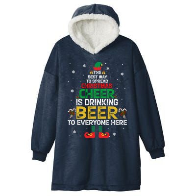 Christmas Cheer Elf Funny Naughty Santa Elf Beer Sweater Funny Gift Hooded Wearable Blanket