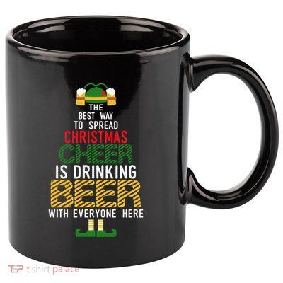 Christmas Cheer Elf Funny Santa Elf With Beer Hat Sweater Gift 11oz C Handle Ceramic Mug
