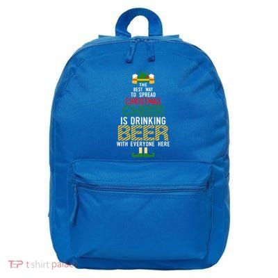 Christmas Cheer Elf Funny Santa Elf With Beer Hat Sweater Gift 16 in Basic Backpack