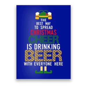 Christmas Cheer Elf Funny Santa Elf With Beer Hat Sweater Gift Poster