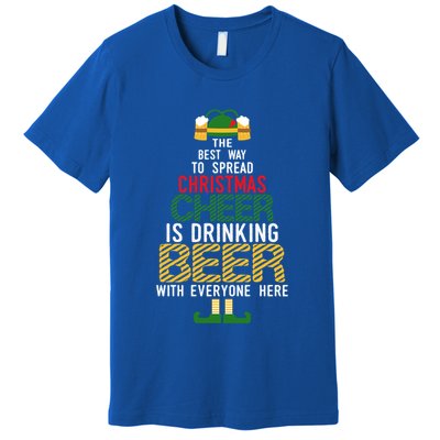 Christmas Cheer Elf Funny Santa Elf With Beer Hat Sweater Gift Premium T-Shirt
