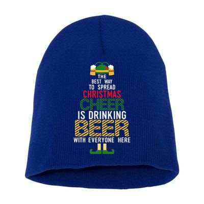 Christmas Cheer Elf Funny Santa Elf With Beer Hat Sweater Gift Short Acrylic Beanie