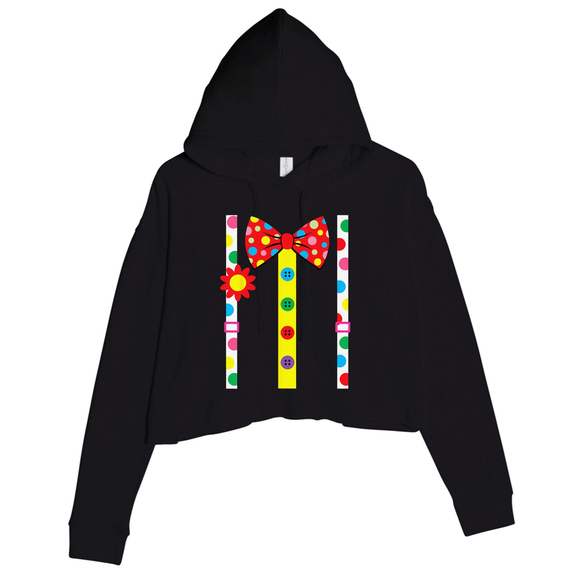 Clown Costume Easy Halloween Vintage Carnival Circus Crop Fleece Hoodie
